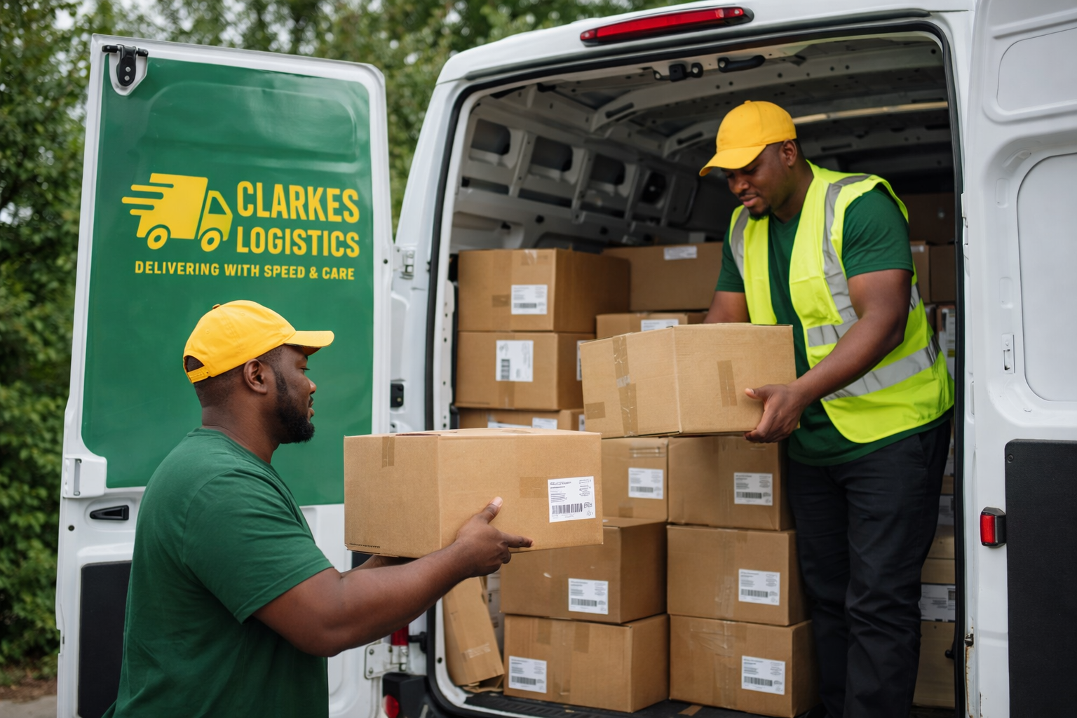 Clarkes Logistics team loading delivery packages